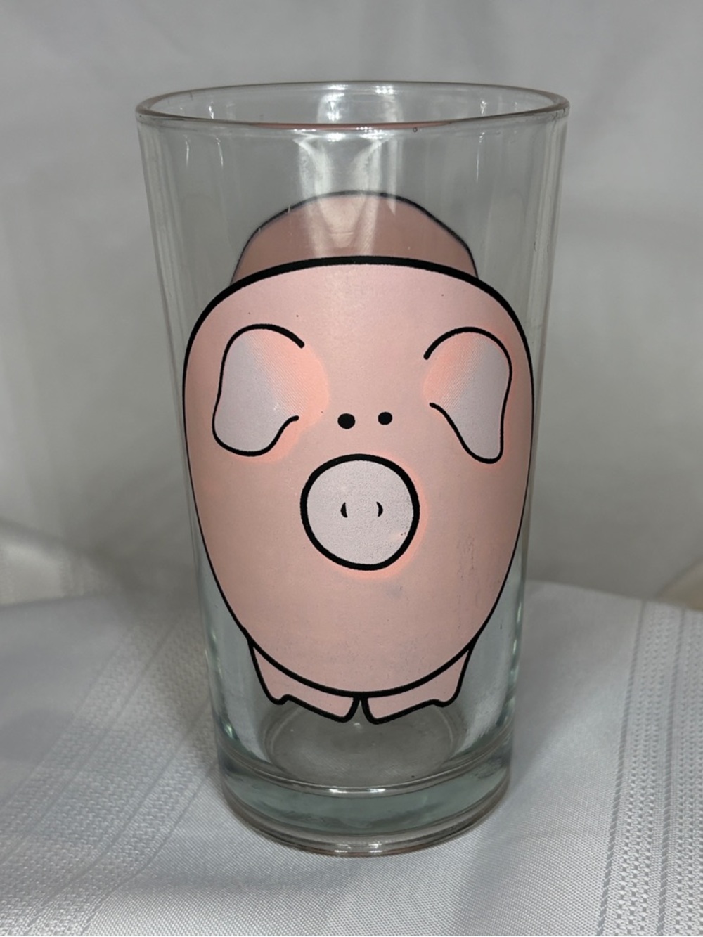 Vintage FIRNA Pig / Piggy Double Sided Head & Tail Tumbler Pint Glass